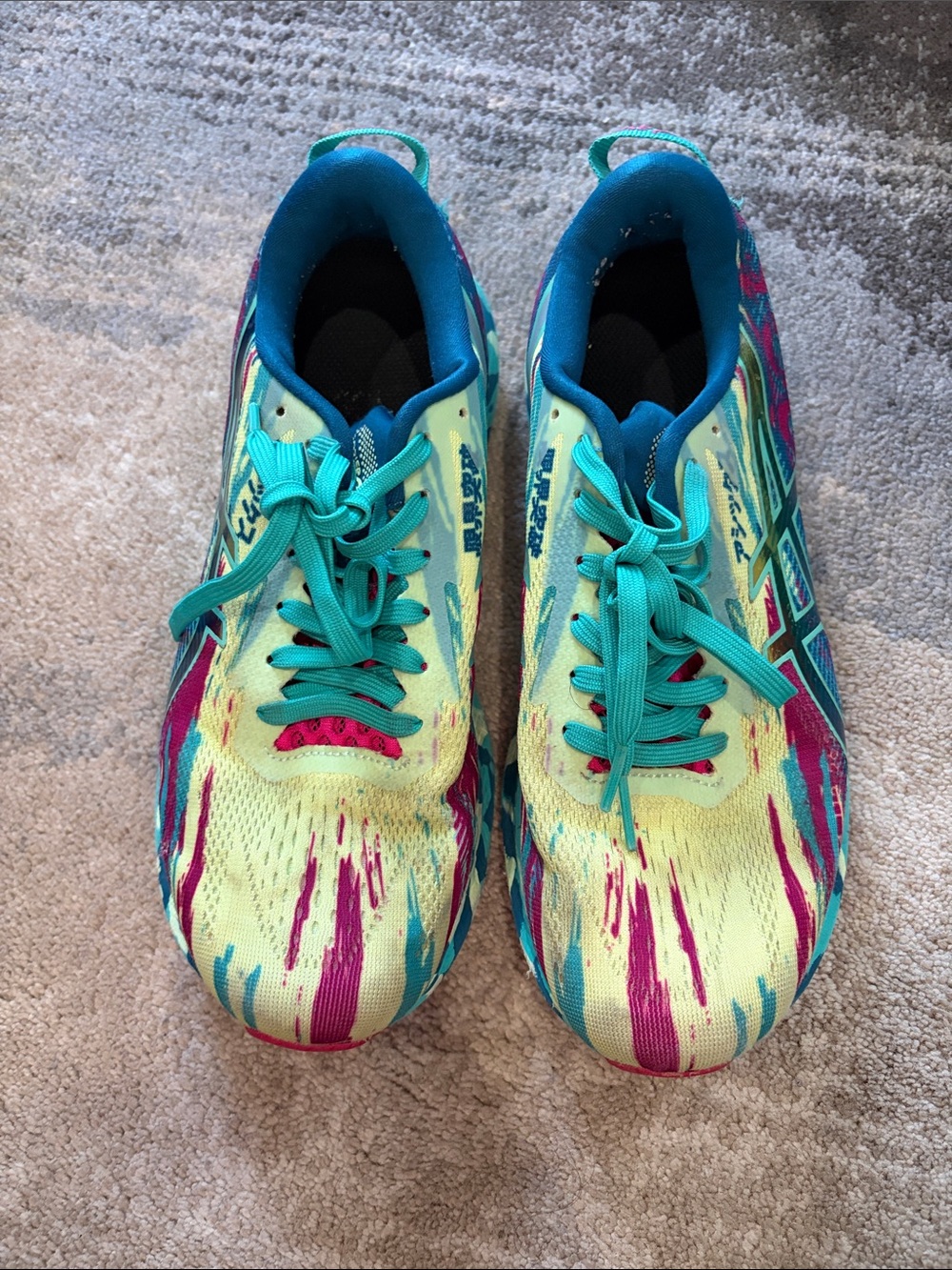 ASICS Teal, Yellow & Pink Athletic Sneakers